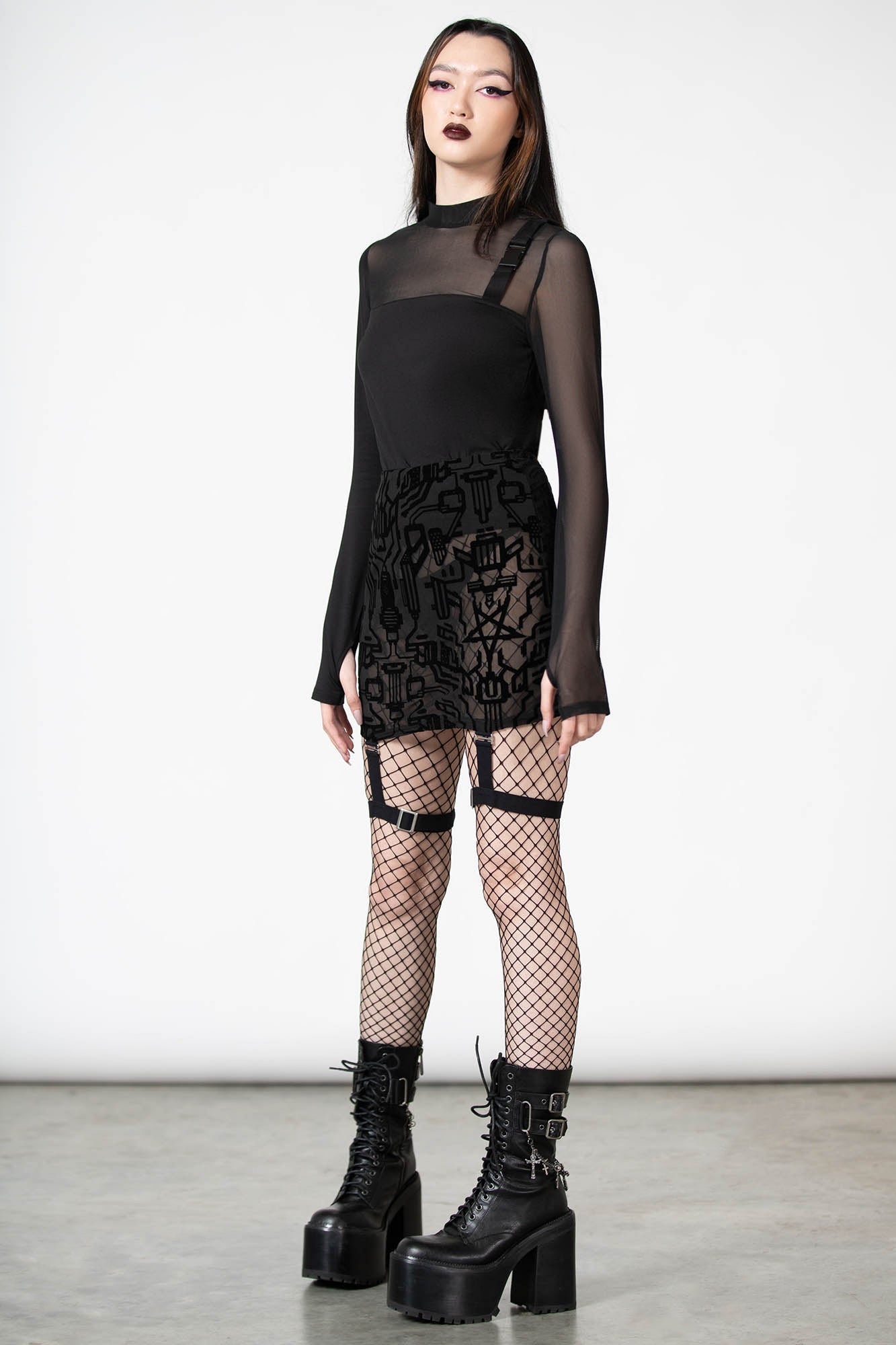 Warez Mesh Suspender Skirt