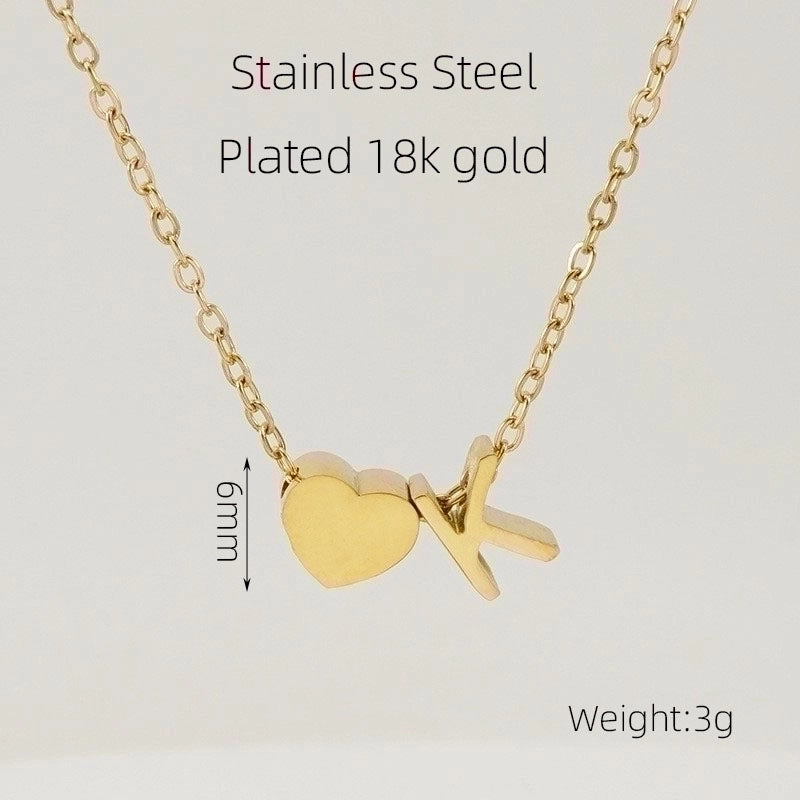 304 Stainless Steel 18K Gold Plated Casual French Style Plating Letter Heart Shape Pendant Necklace