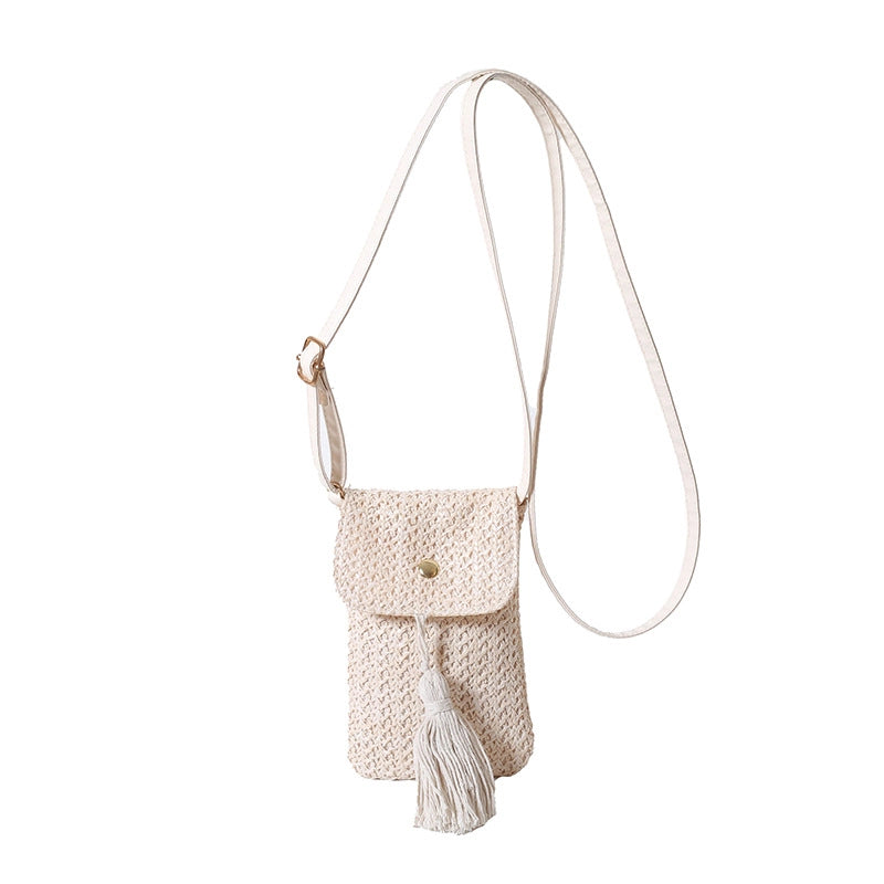 Women's Small Straw Solid Color Streetwear Straw Square Flip Cover Crossbody Bag