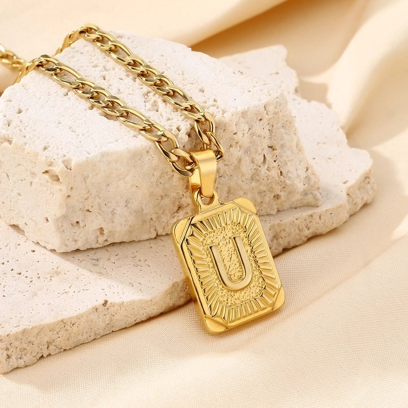 Casual Minimalist Letter 304 Stainless Steel 18K Gold Plated Pendant Necklace