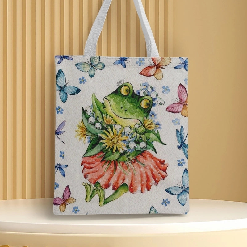 Unisex Polyester Leaves Cute Square Open Canvas Bag