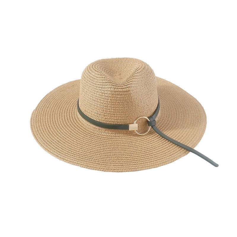 Unisex Lady Geometric Braid Big Eaves Straw Hat