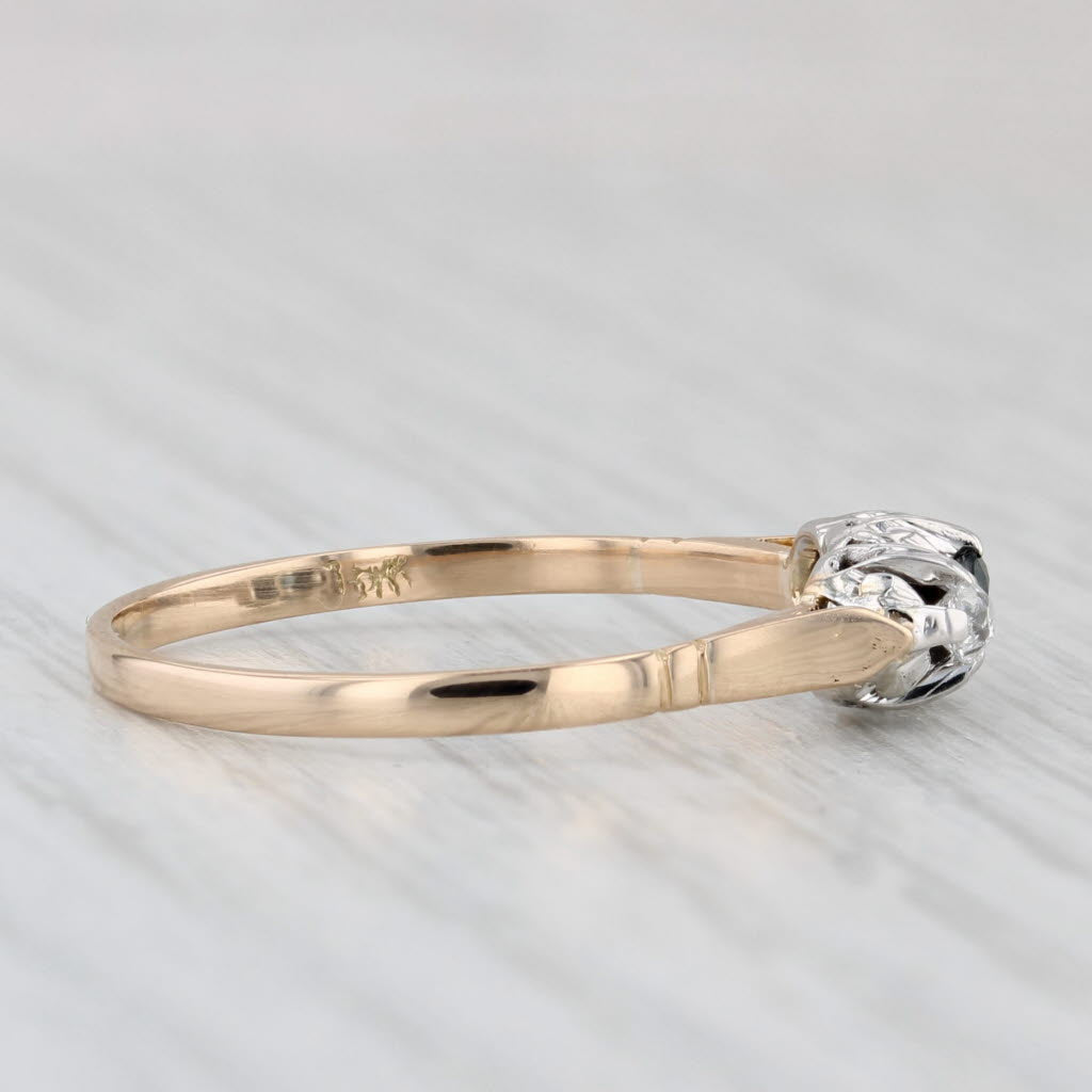 0.16ctw Diamond Sapphire 3-Stone Ring 18k Yellow White Gold Size 9