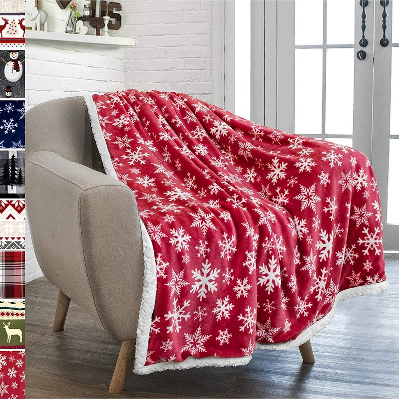Christmas Elegant Glam Classical Snowflake Flannel Fabric Blanket Bedding