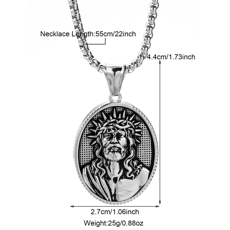 Modern Style Classic Style Portrait Cross Solid Color 304 Stainless Steel 18K Gold Plated Round Pendant Necklace