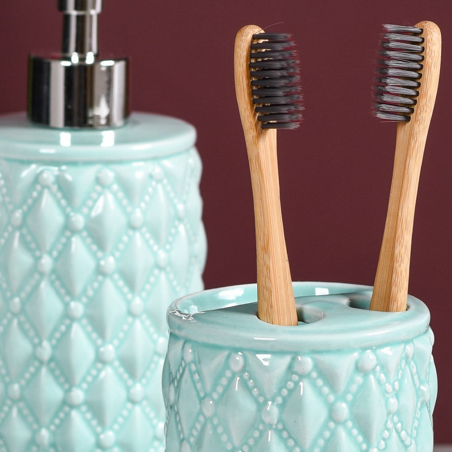 Diamond Knit Premium Bath Set Of 3 Mint