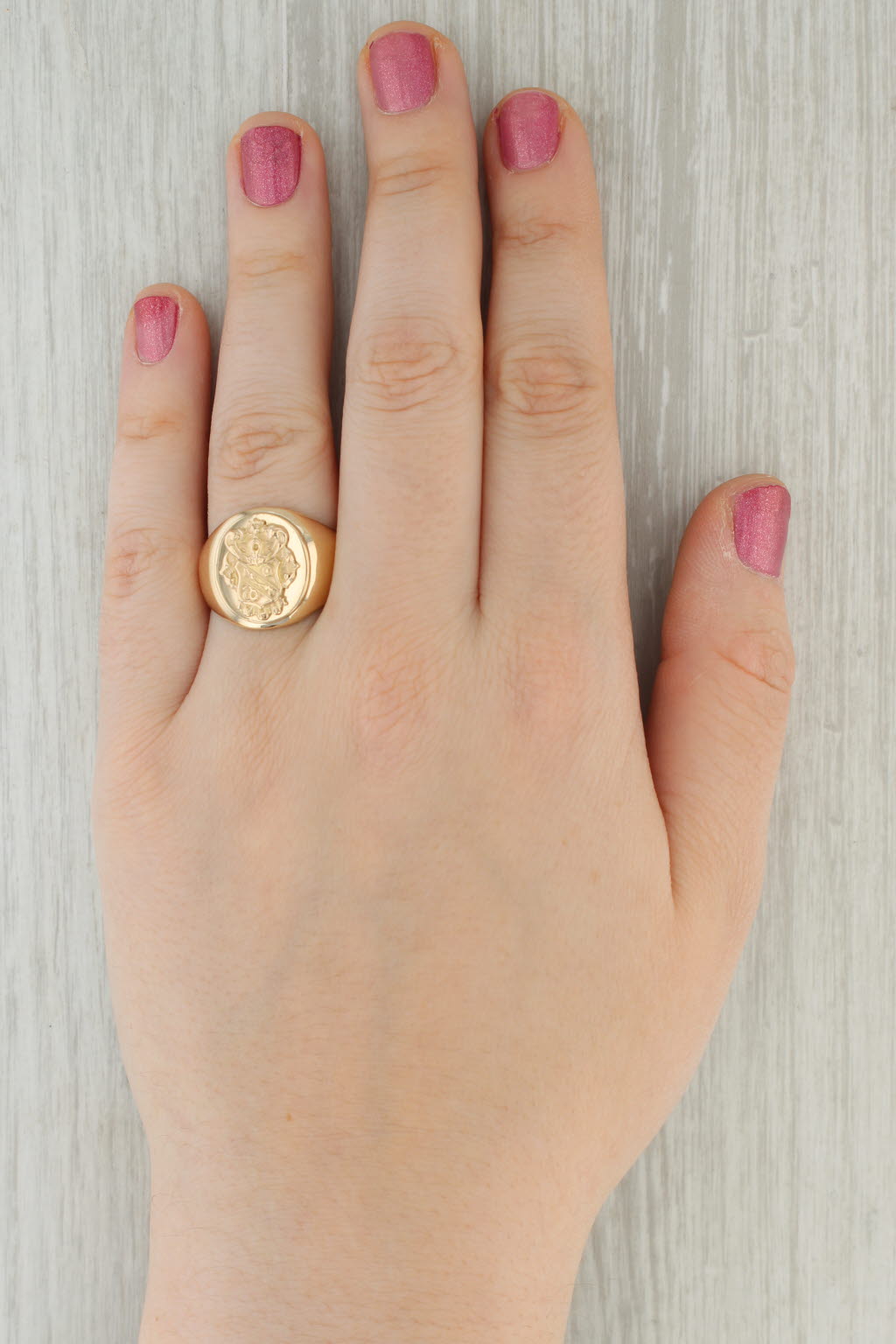 Vintage Sigma Nu Fraternity Crest Signet Ring 10k Yellow Gold Sz 10 Coat of Arms