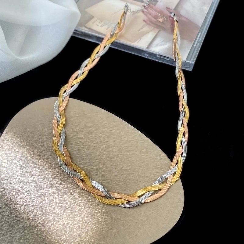 Minimalist Color Block Titanium Steel Plating Necklace