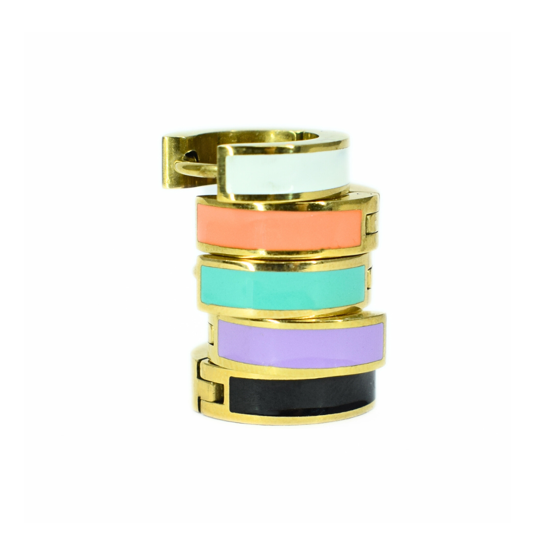 10mm Black hoops - Gold