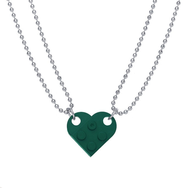 2 Pcs Lego Heart Necklaces