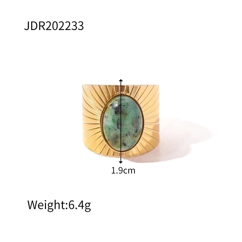 Fashion Geometric 304 Stainless Steel Artificial Gemstones Irregular Rings