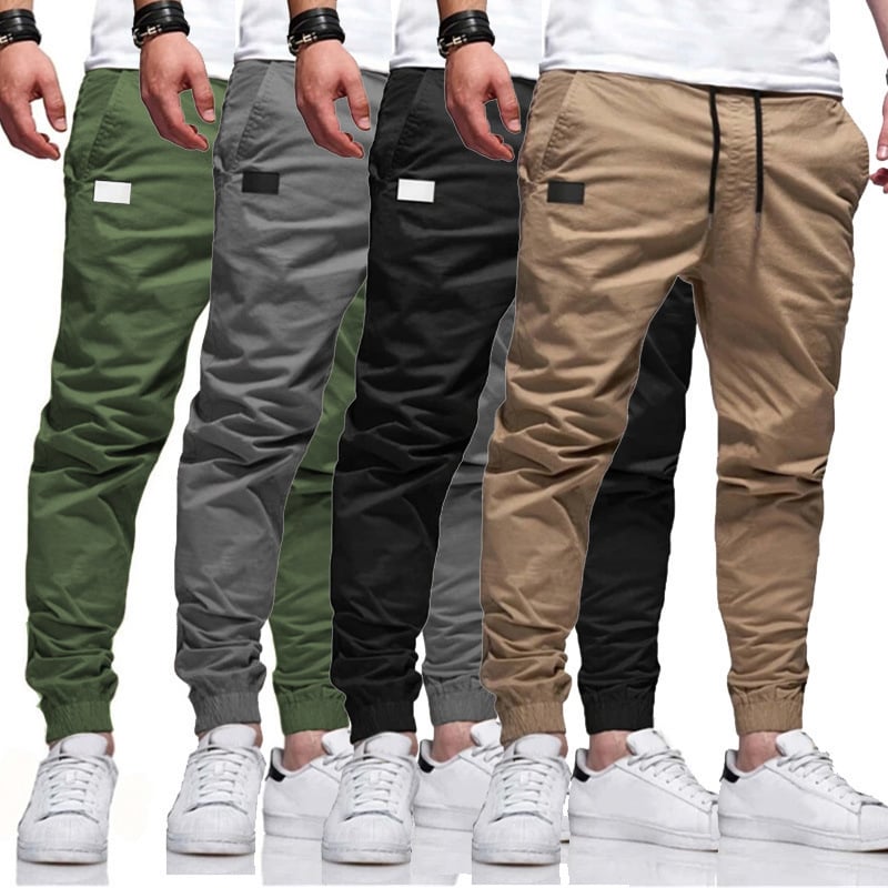 Men's Cargo Pants Joggers Drawstring Elastic Waist Elastic Cuff Plain Sports Outdoor Running