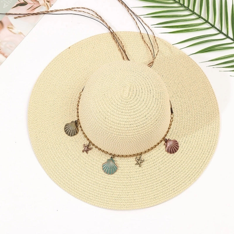 6 Pieces Women's Bohemian Solid Color Big Eaves Sun Hat