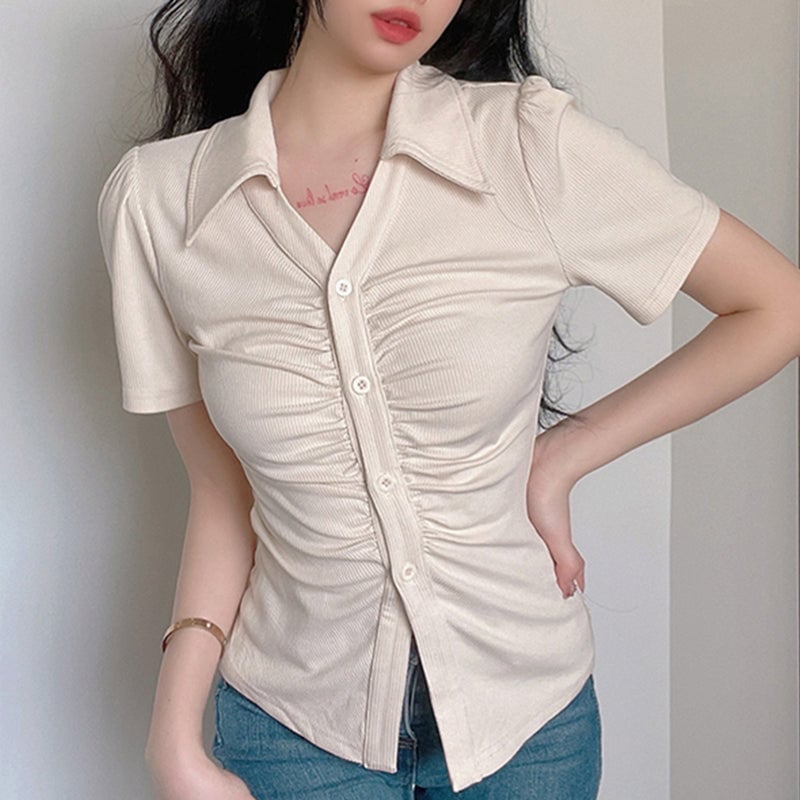solid color versatile short sleeves