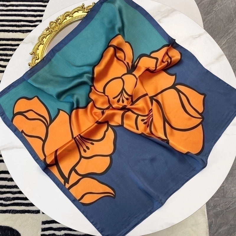 Women's Elegant Flower South  Satin Silk Scarves