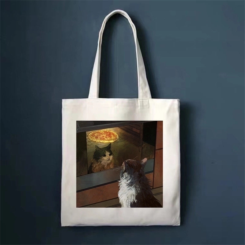 Women's Minimalist Cat Shopping Bags