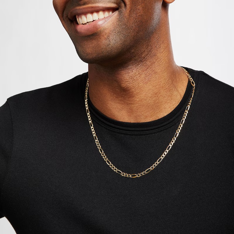 Figaro Necklace Solid 14K Yellow Gold 24