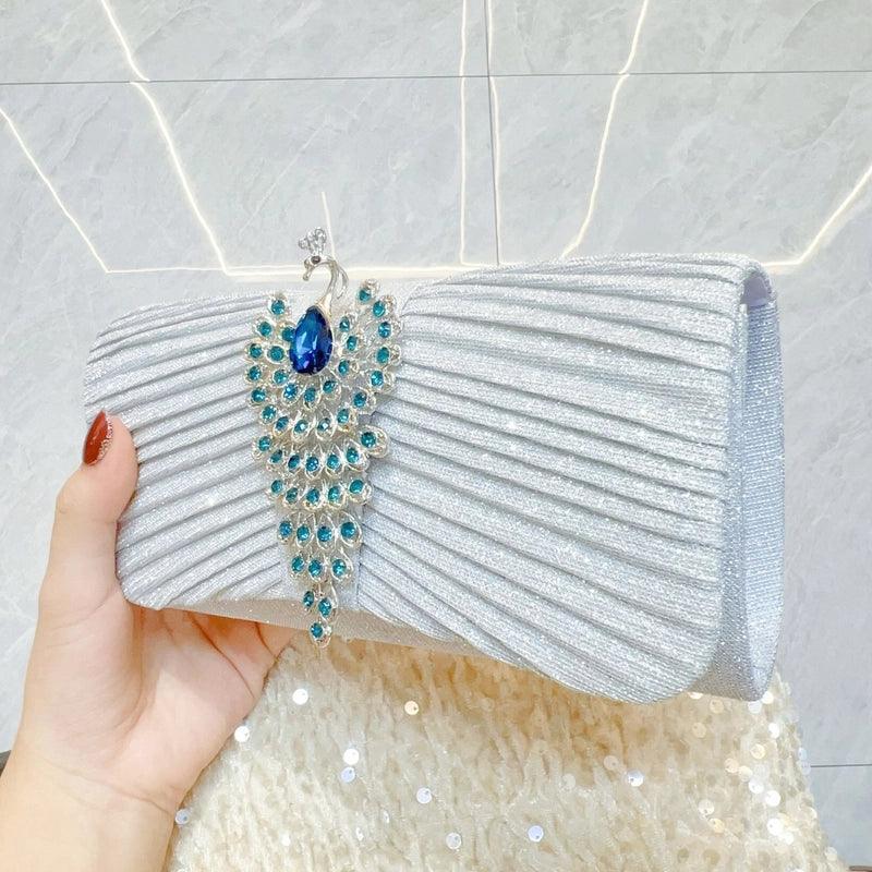 Gold Champagne Purple Polyester Solid Color Square Evening Bags