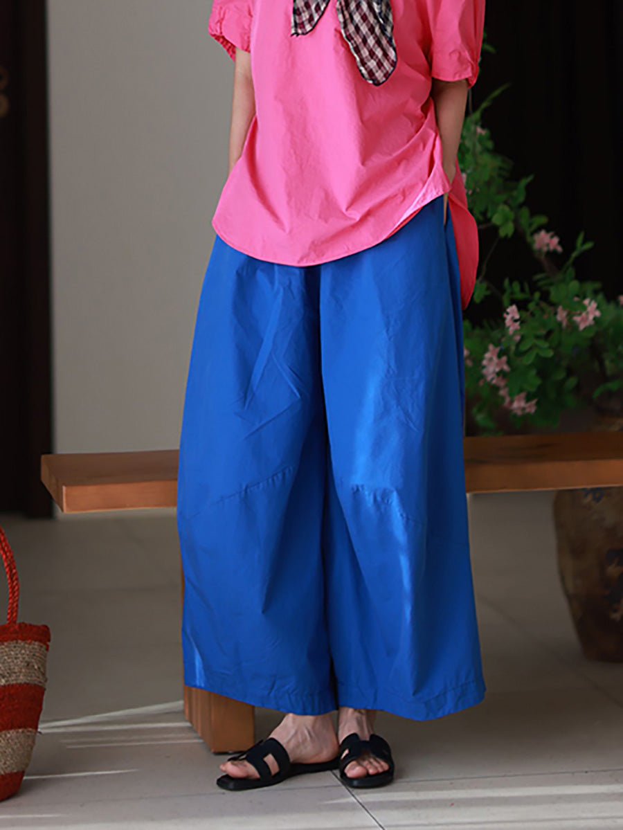 Women Summer Casual Pure Color 100%Cotton Harem Pants