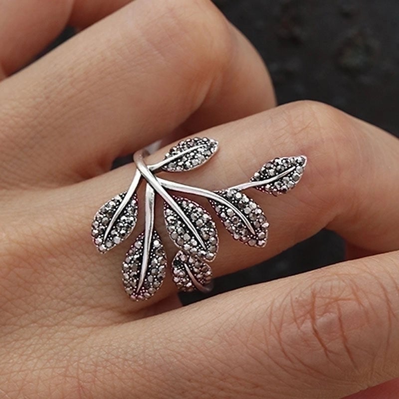 240 Pieces Copper Inlay Leaf Zircon Copper Rings