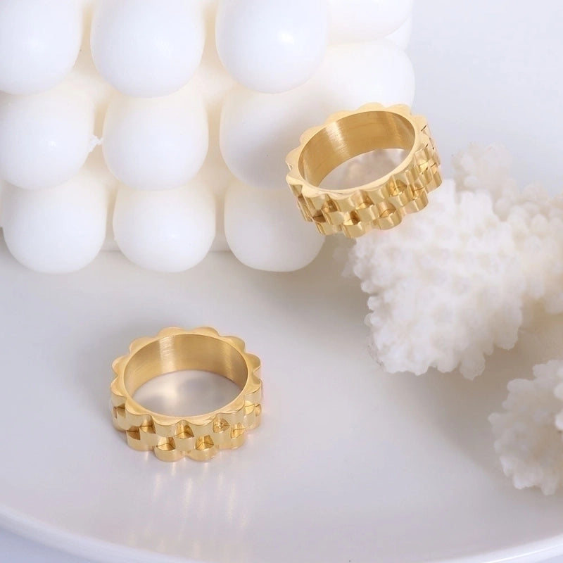 Fashion Geometric 304 Stainless Steel No Inlaid 18K Gold Plated Patchwork Plating