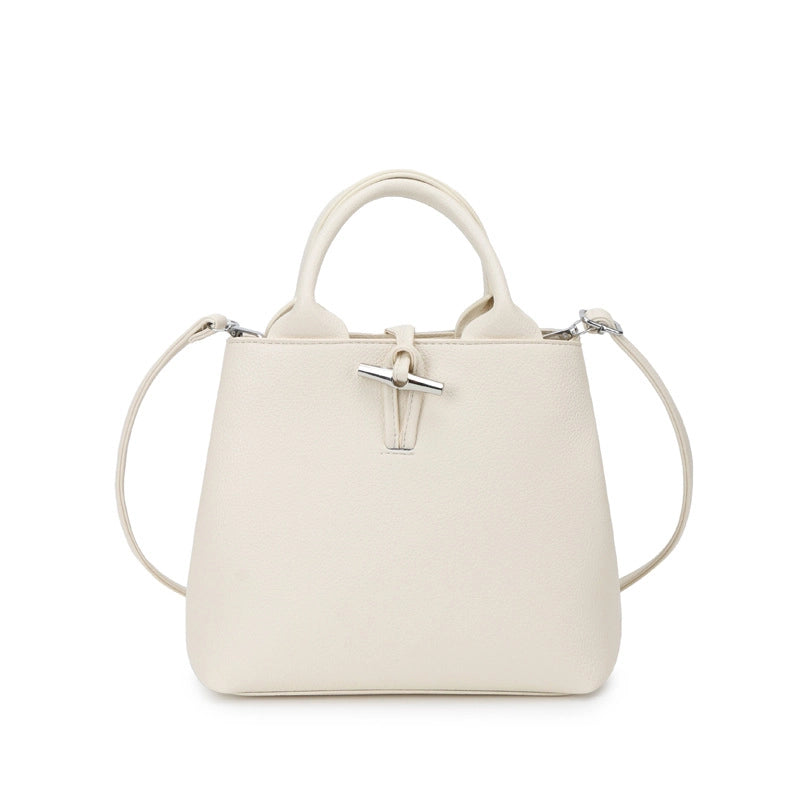 Women's Pu Leather Solid Color Classic Style Bucket Zipper Crossbody Bag