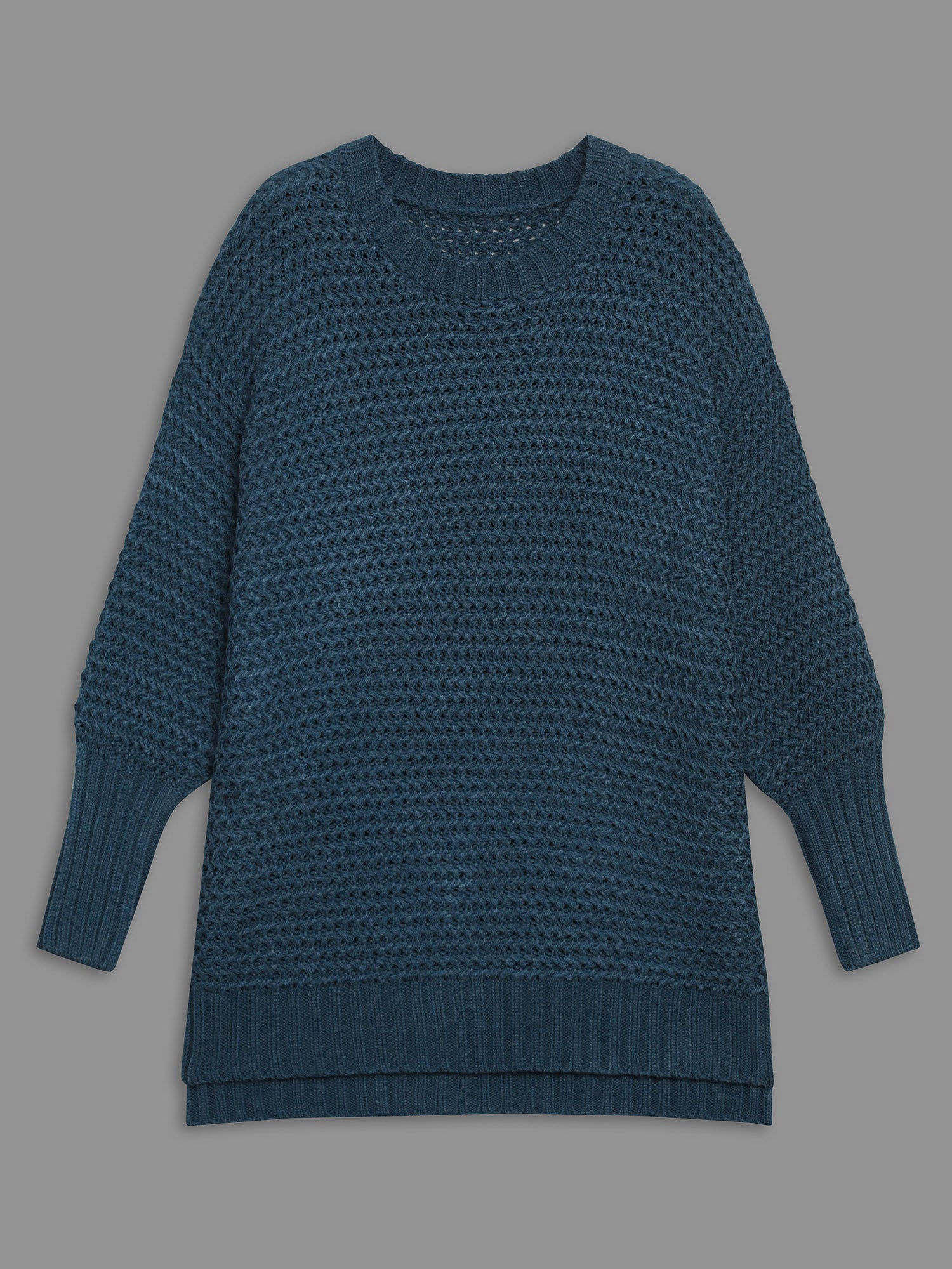 Texture Drop Shoulder Split Hem Pullover