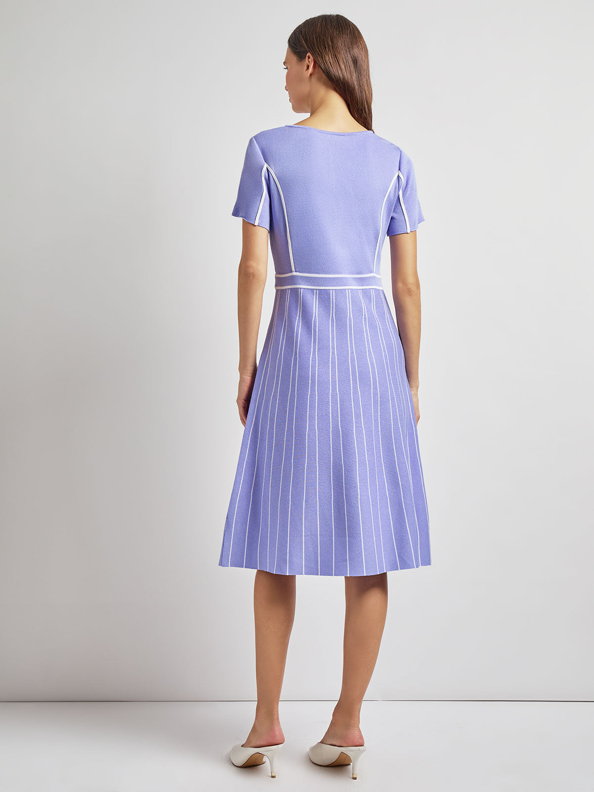 Contrast Stripe A-Line Soft Knit Dress - Modern Fit