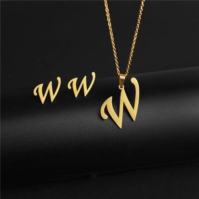 Minimalist Letter Stainless Steel Polishing No Inlaid