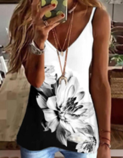 Gradient Print Spaghetti Straps Sleeveless Tank Tops