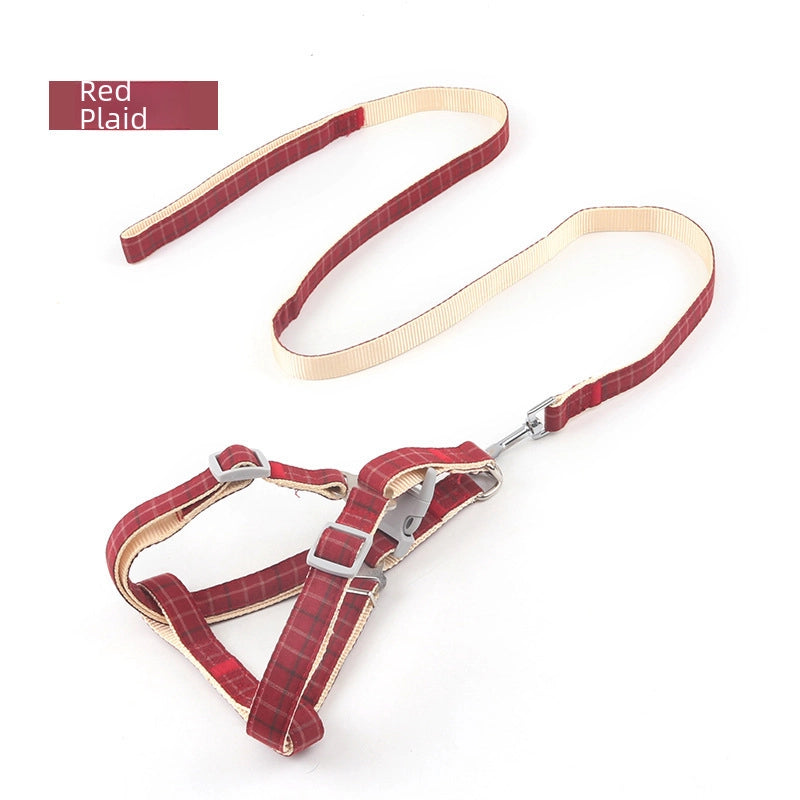 Second Generation Upgraded Pet Leash  Two-color Plaid Imitation Nylon Dog Leash