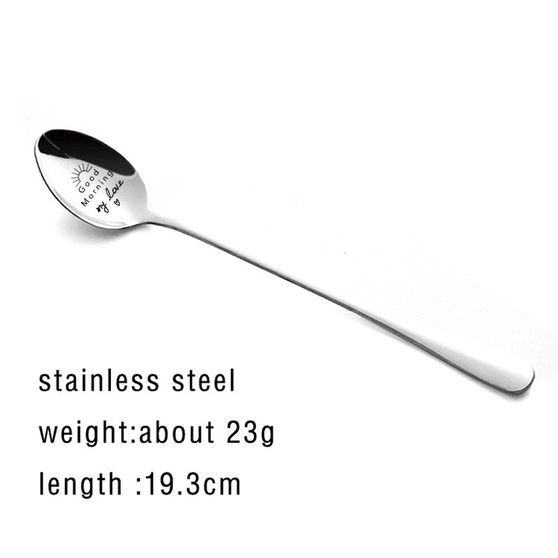 New Valentine's Day Gift Lettering Stainless Steel Long Handle Spoon