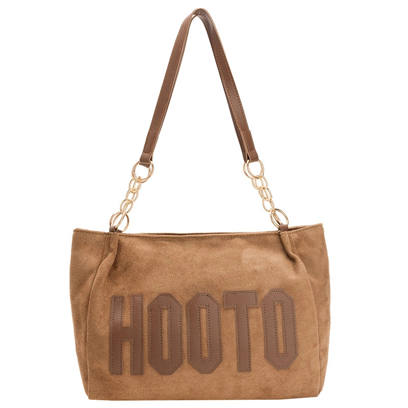 Women's Large Flannel Letter Streetwear Square Zipper Tote Bag