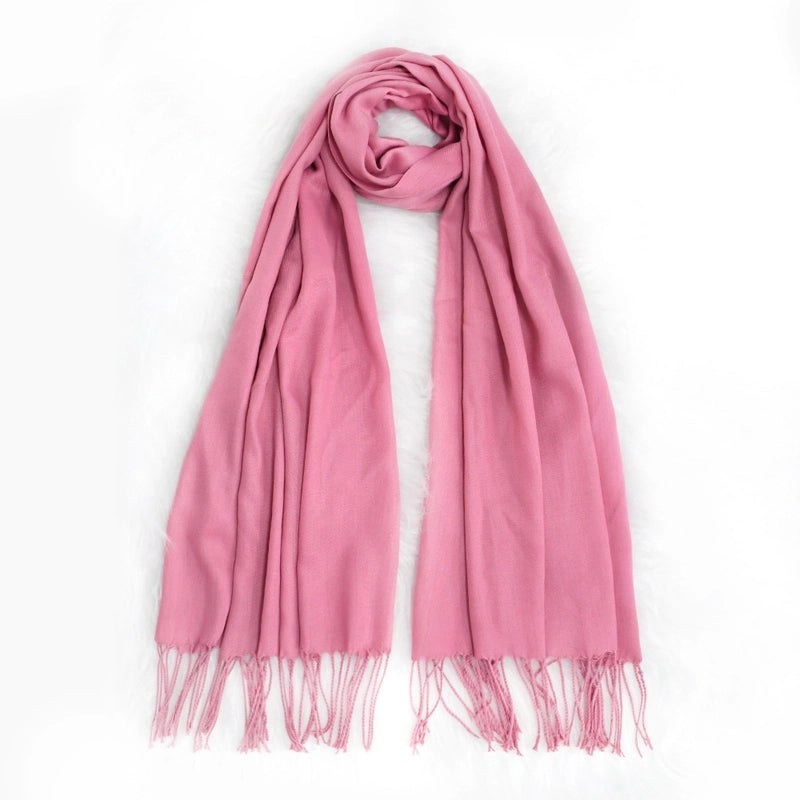 Autumn And Winter Solid Color Cashmere Scarf Women's Red Annual Meeting Printed LOGO Embroidery 200g Warm Shawl Scarf