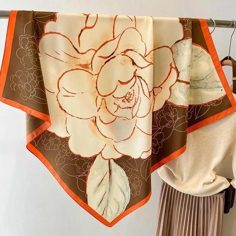 Women's Sweet Minimalist Flower Polyester Silk Scarf