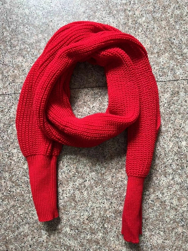Autumn And Winter Wool Scarf Men And Women's Long Neck Shawl With Sleeves Knitted Scarf