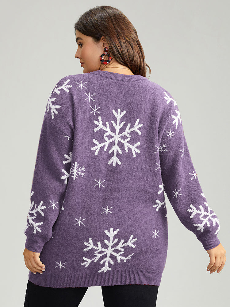 Anti-Pilling Snowflake Print Pullover