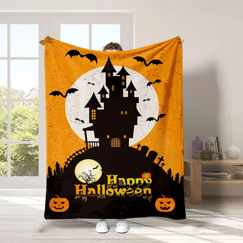 Halloween Cute Pumpkin Letter Bat Polyester Blanket Couch & Sofa Decor