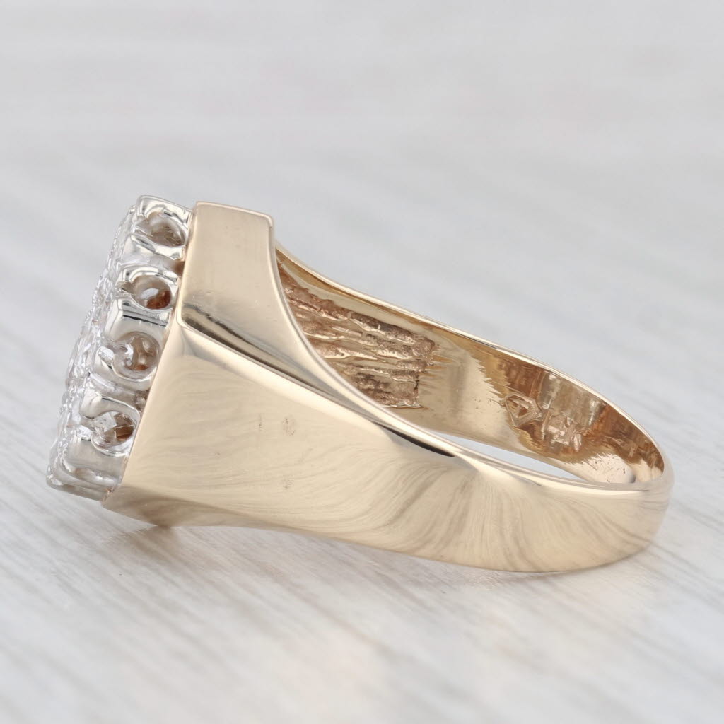 1.20ctw Diamond Cluster Ring 14k Yellow Gold Size 10 Men's