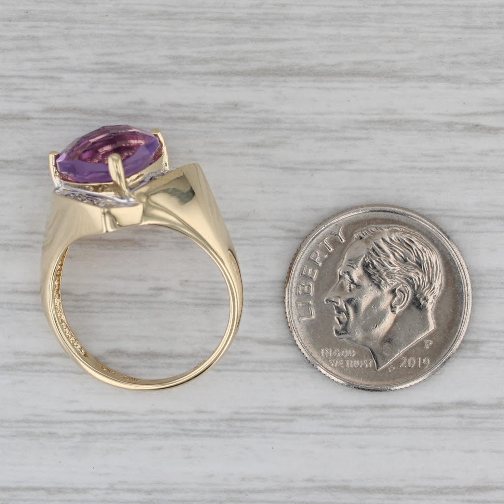 3.65ctw Amethyst Diamond Ring 14k Yellow Gold Size 6.25 Cocktail