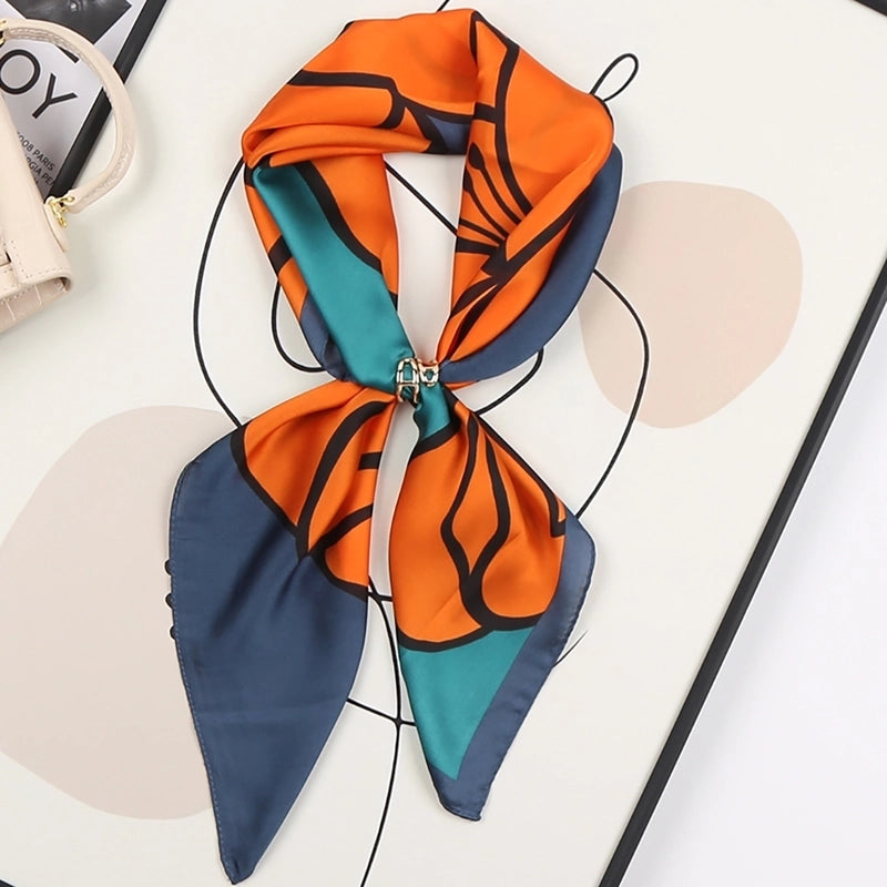 Women's Sweet Flower South  Satin Silk Scarves