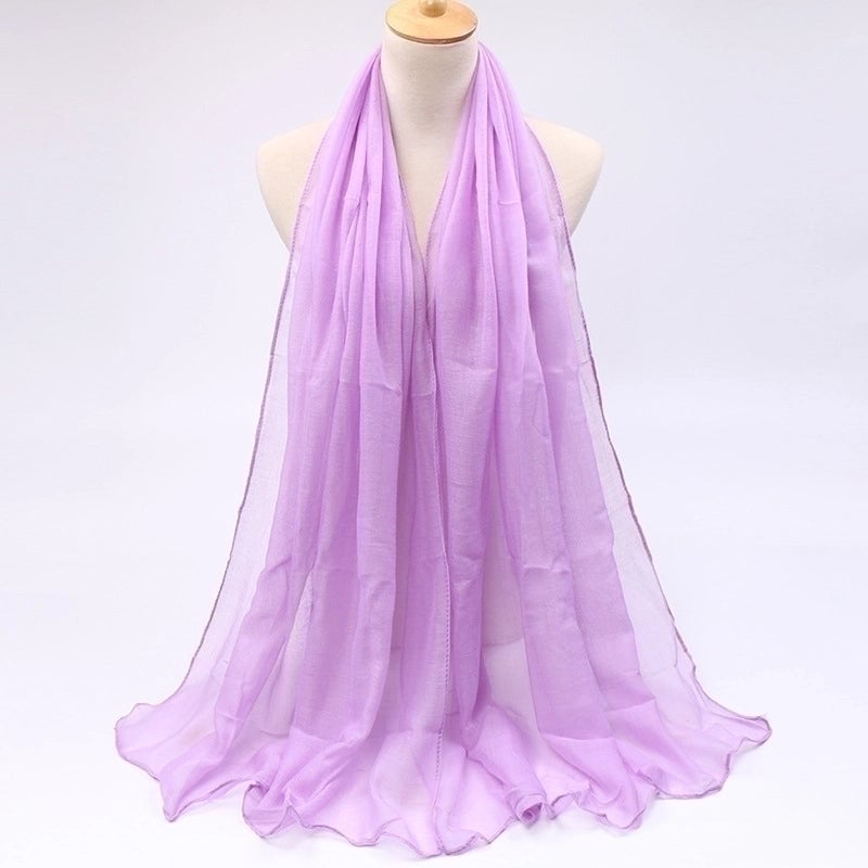 Women's Minimalist Solid Color Voile Sewing Cotton Linen Scarves