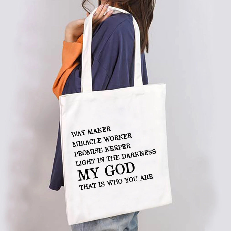 Unisex Large Canvas Letter Basic Classic Style Square Open Canvas Bag