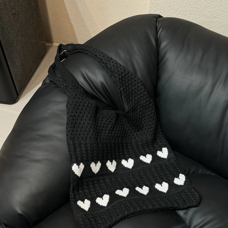 Women's Large Polyester Heart Shape Basic Square Open Tote Bag
