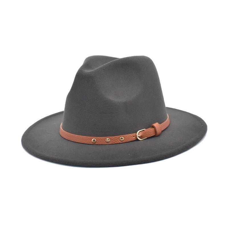 Autumn And Winter New Woolen Jazz Hat Women's Outdoor Travel Fedora Hat Men's Hat Top Hat