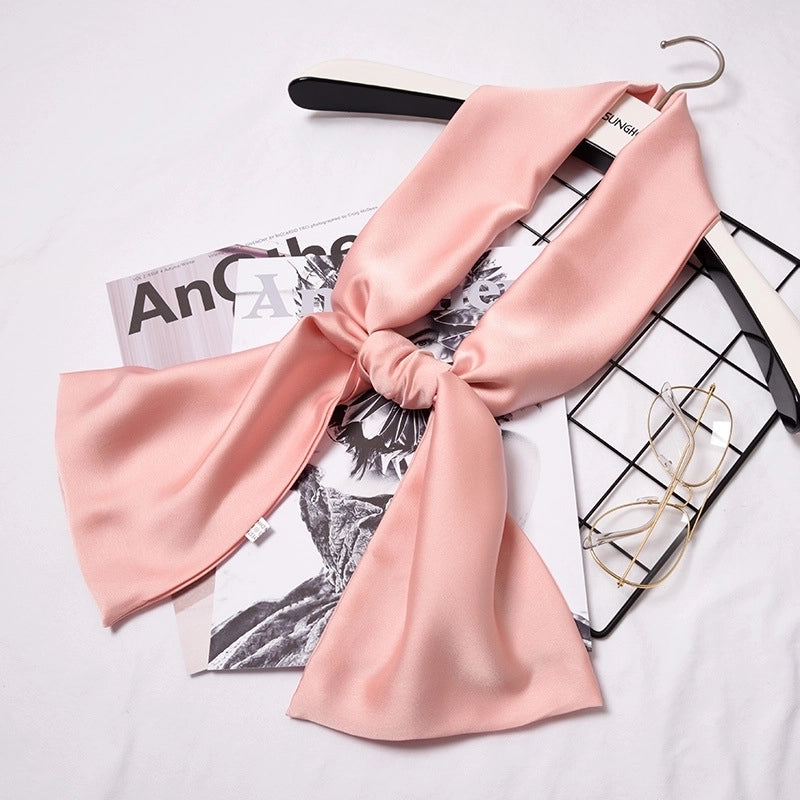 Women's Sweet Solid Color Satin Silk Scarf