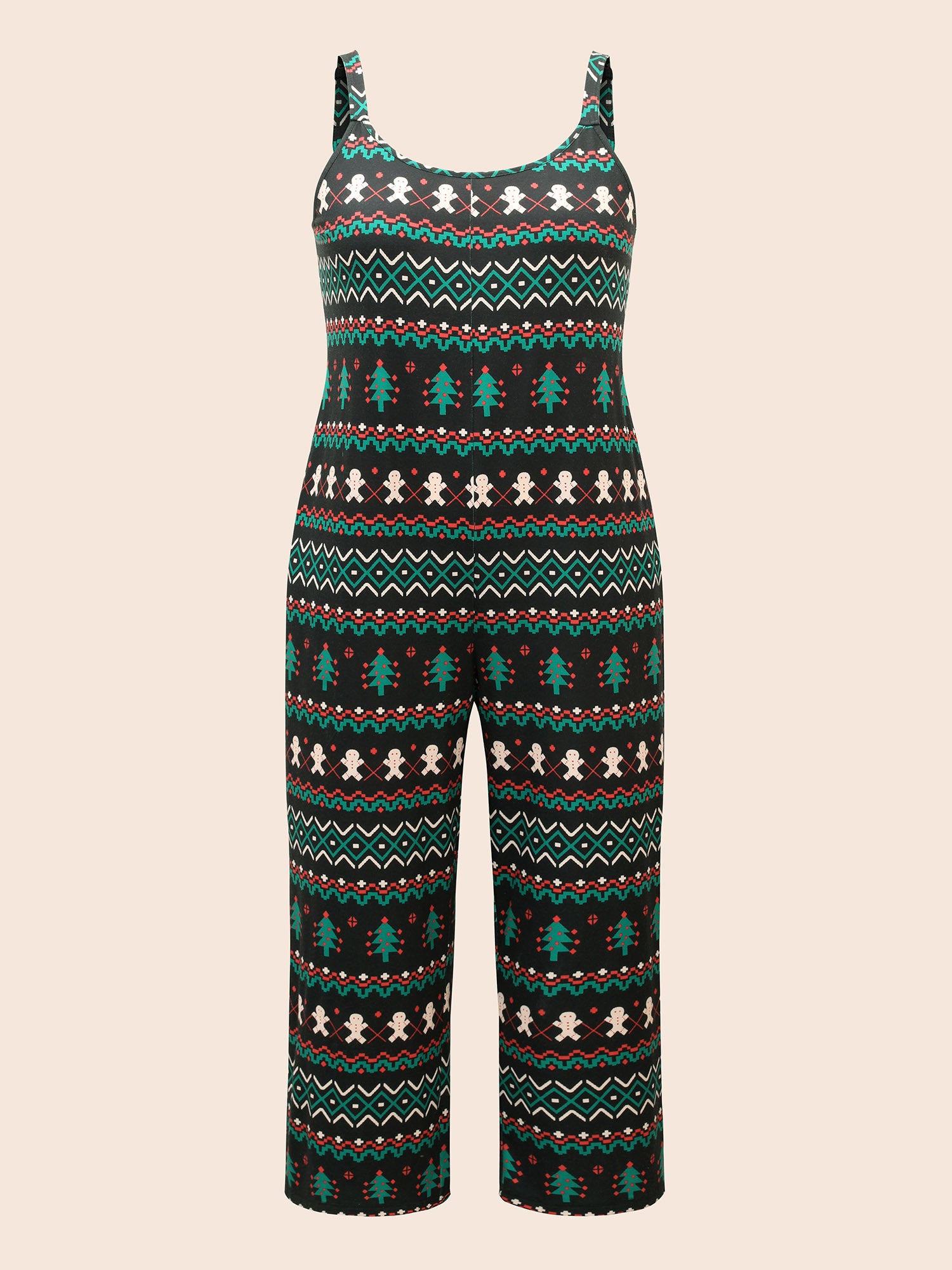 Cami Holiday Pattern Straight Leg Jumpsuit