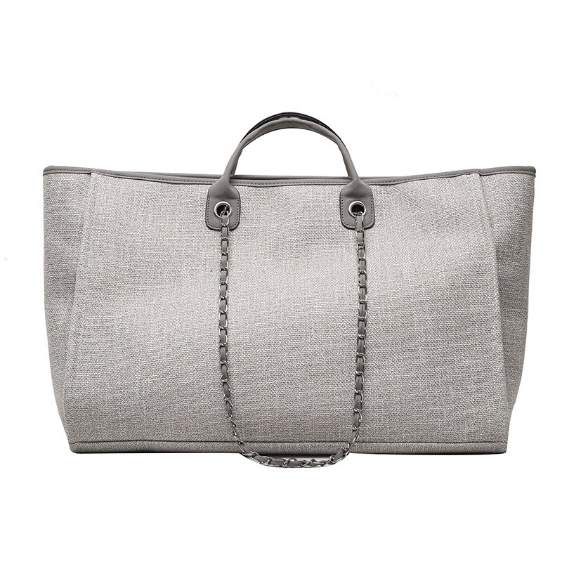 Women'S Large Canvas Solid Color Streetwear Square Zipper Tote Bag