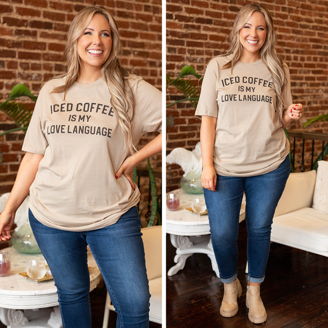 Coffee Is My Language Tee. Tan