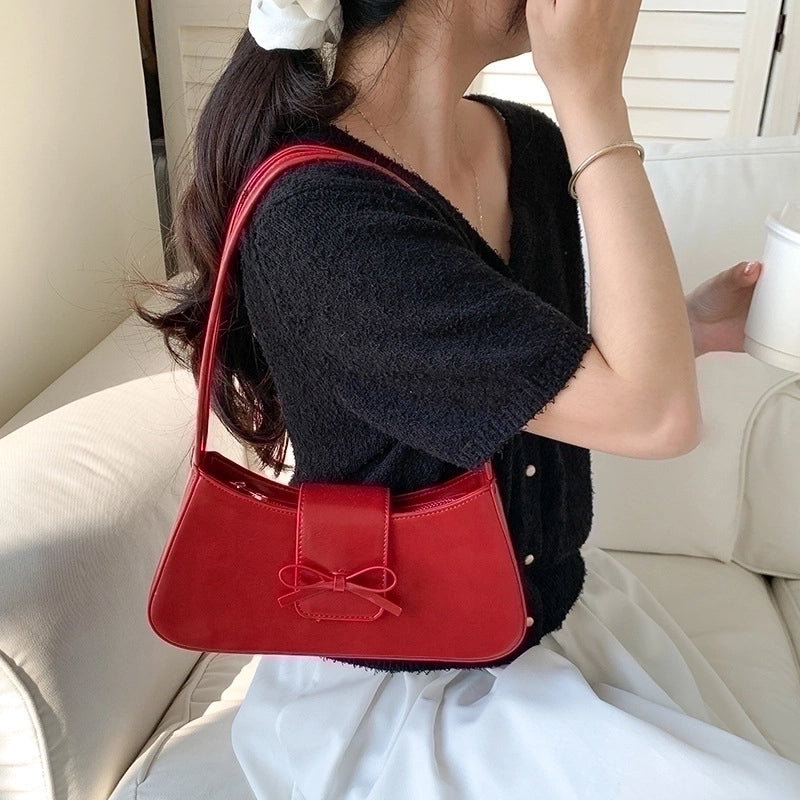 Women's Medium Pu Leather Solid Color Basic Zipper Underarm Bag